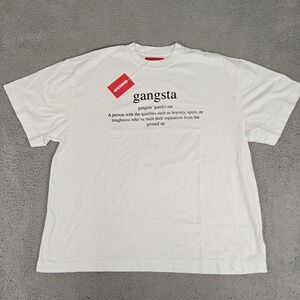 4Hunnid‎ Gangsta Shirt Mens Medium White Graphic Tee Streetwear Bravery Spirit